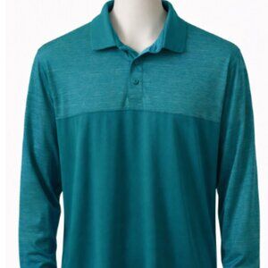 NWOT Three Sixty Six Men’s Teal Long-Sleeve Polo Shirt – Size L